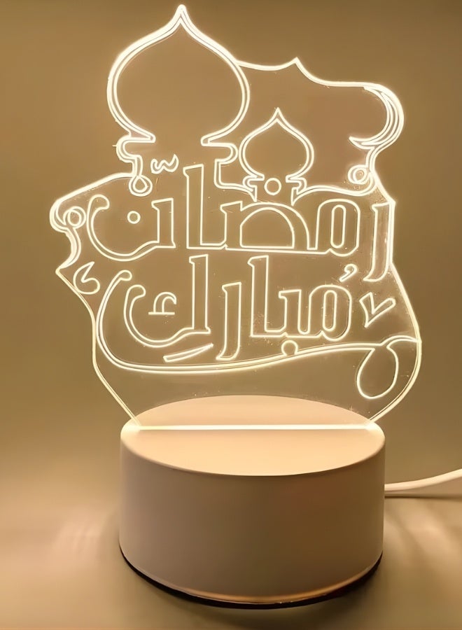 3D Ramadan Eid LED Night Lamp With 7 Islamic Designs USB Warm Light - Image 3